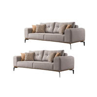 SITZGARNITUR Tubby Creme Stellvariante:3+2 - Grau, Holz (229/73/93cm) - Villa Möbel