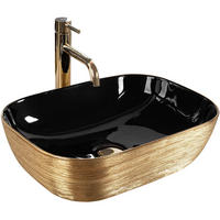AUFSATZWASCHBECKEN BELINDA BLACK BRUSH GOLD 46,5/33,5/13,5 cm - Goldfarben, Keramik (46.5/13.5/33.5cm) - REA