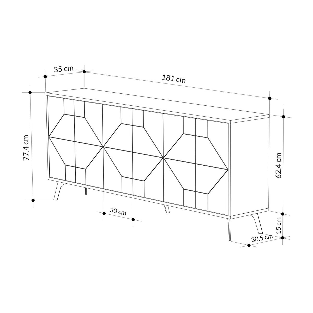 SIDEBOARD Dune Anthrazit 181/35/77,4 cm - Anthrazit/Schwarz, Holzwerkstoff/Metall (181/77.4/35cm) - Decortie