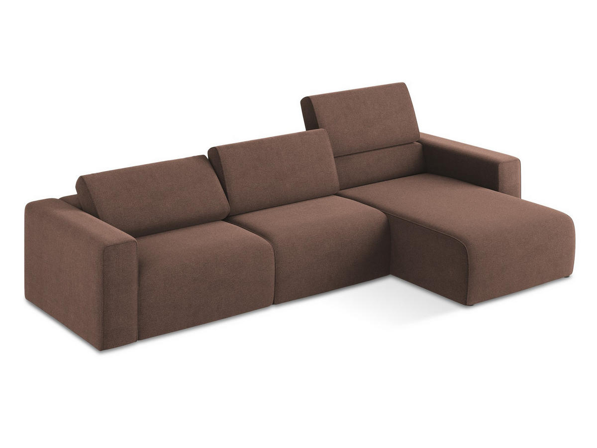 ECKSOFA Links Strukturstoff Stoff Pink - Pink/Hellrosa, Kunststoff/Textil (314/167cm) - Makamii