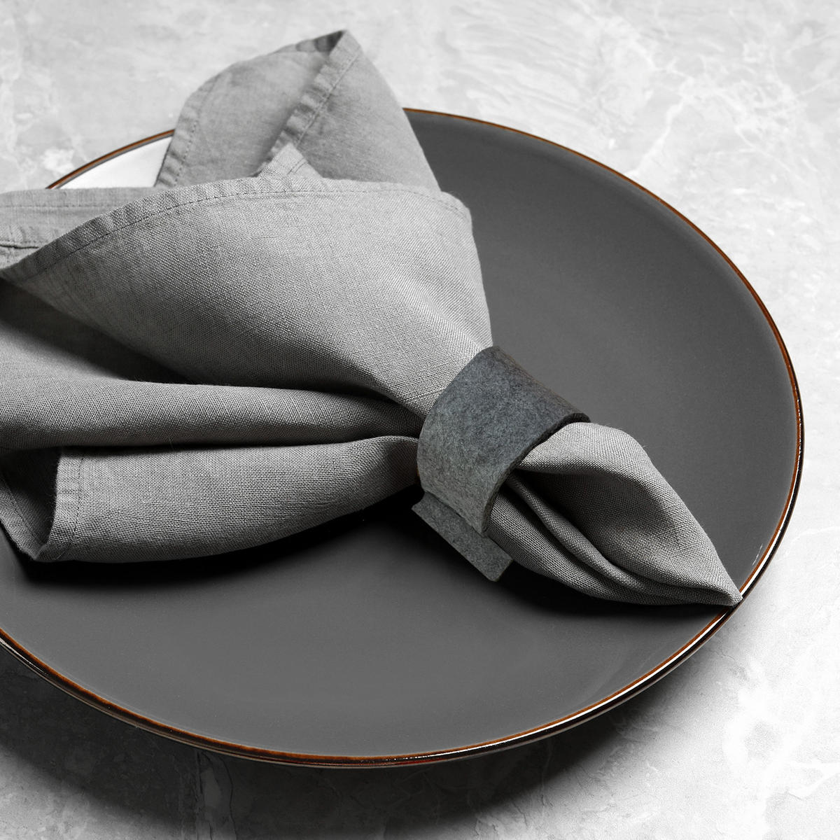 SERVIETTENRINGE 6er-Set - Dunkelgrau, Textil (5/16cm) - Miqio Design