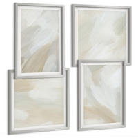 BILDER SET 4er Set - 50x50 cm & 40x60 cm Silberner Rahmen - Abstrakte Pinselmalerei auf Leinwand - Silberfarben, Kunststoff (50/50cm) - TULUP