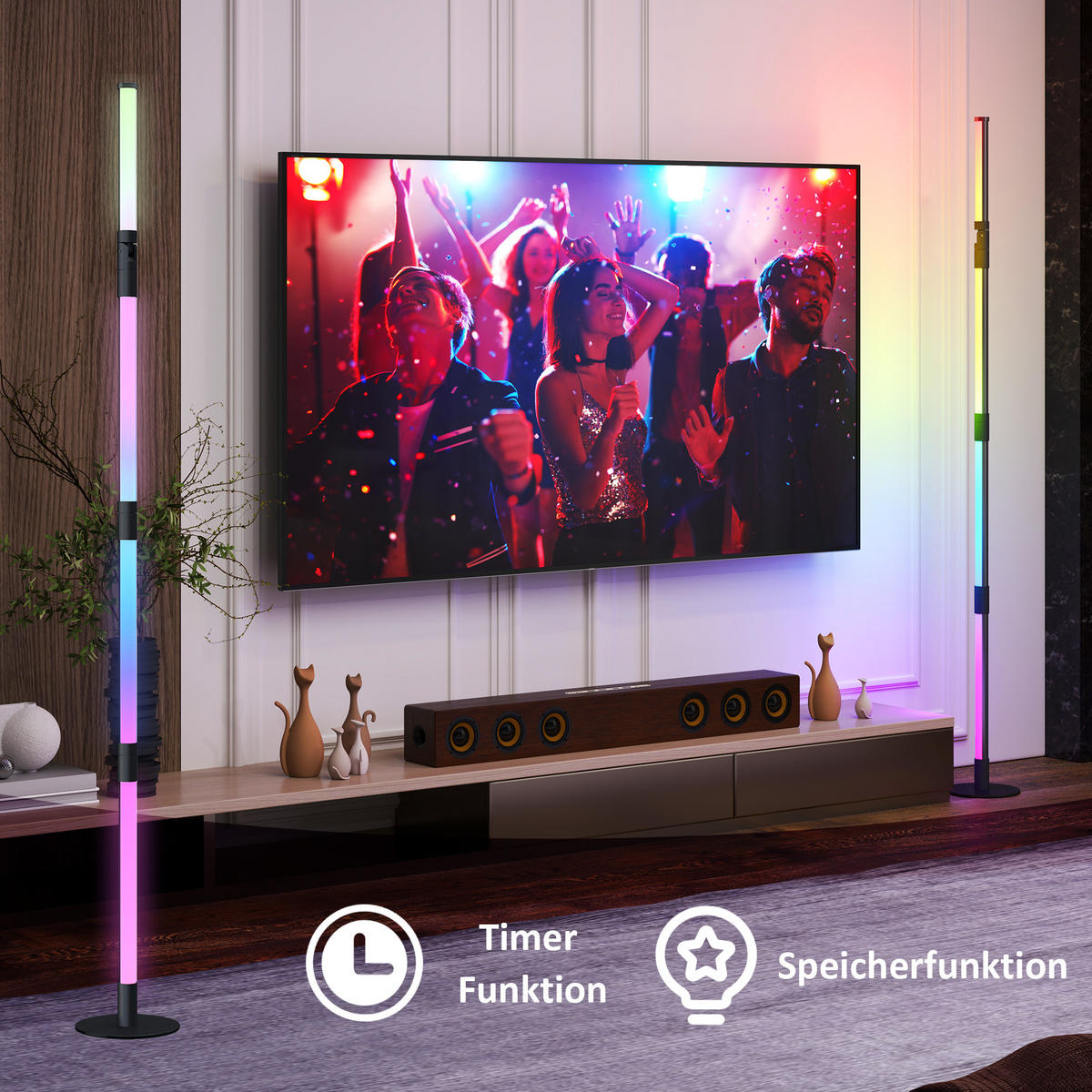 LED-STEHLAMPE Wohnzimmer Stehleuchte mit Fernbedienung, App-Steuerung Dunkelgrau - Dunkelgrau, Metall (18/18/159.5cm) - HOMCOM