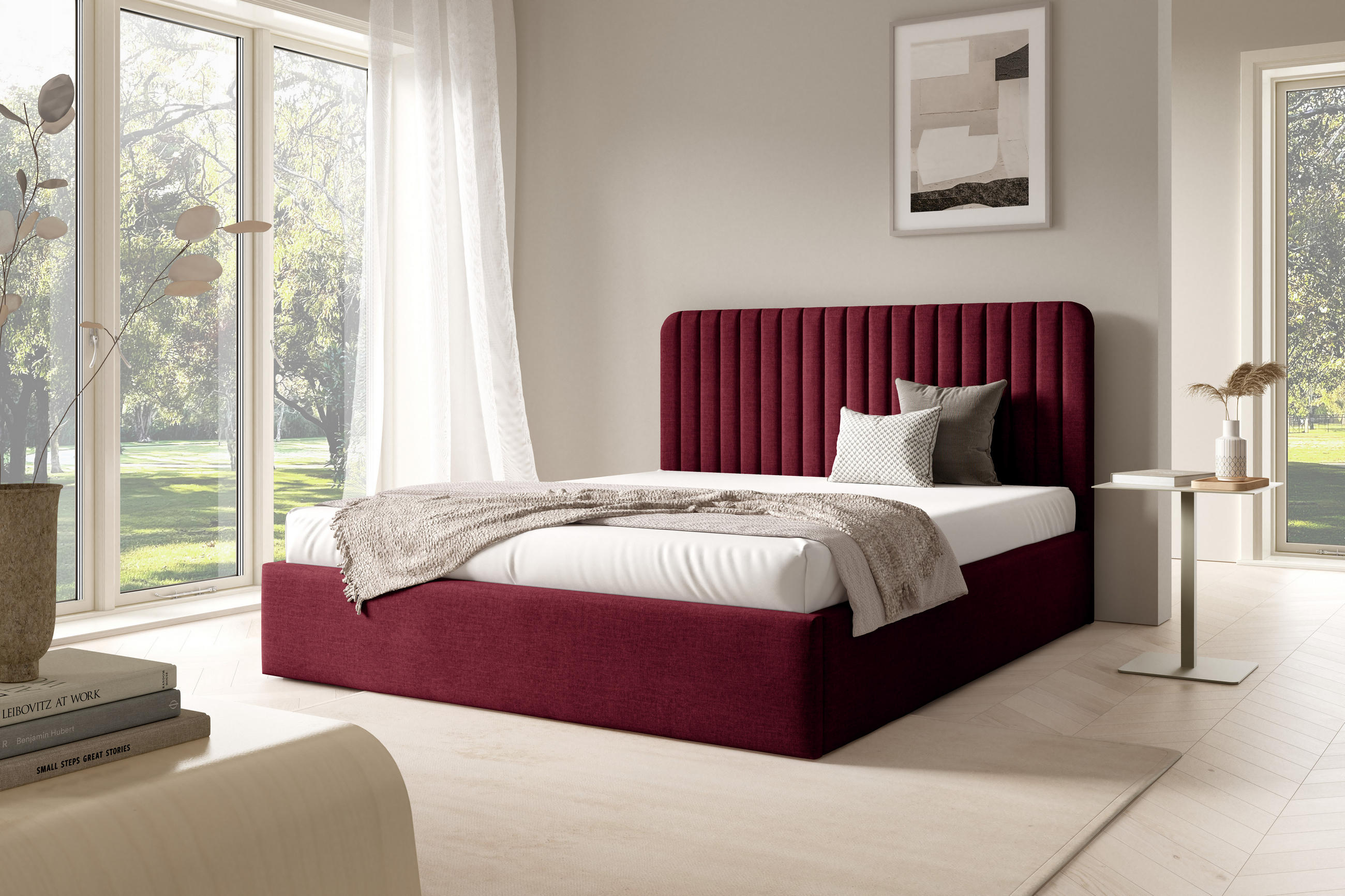 POLSTERBETT BEZA II - Weinrot - Weinrot, Textil (140/200cm) - AN-Moebel 4u