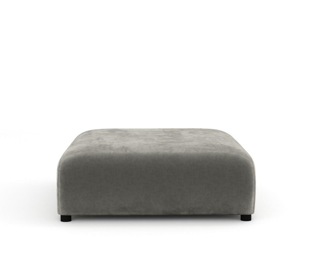 POUF L Zanzibar Grau Samtstoff - Schwarz/Grau, Holz/Holzwerkstoff (110/37/110cm) - Maison de Reve