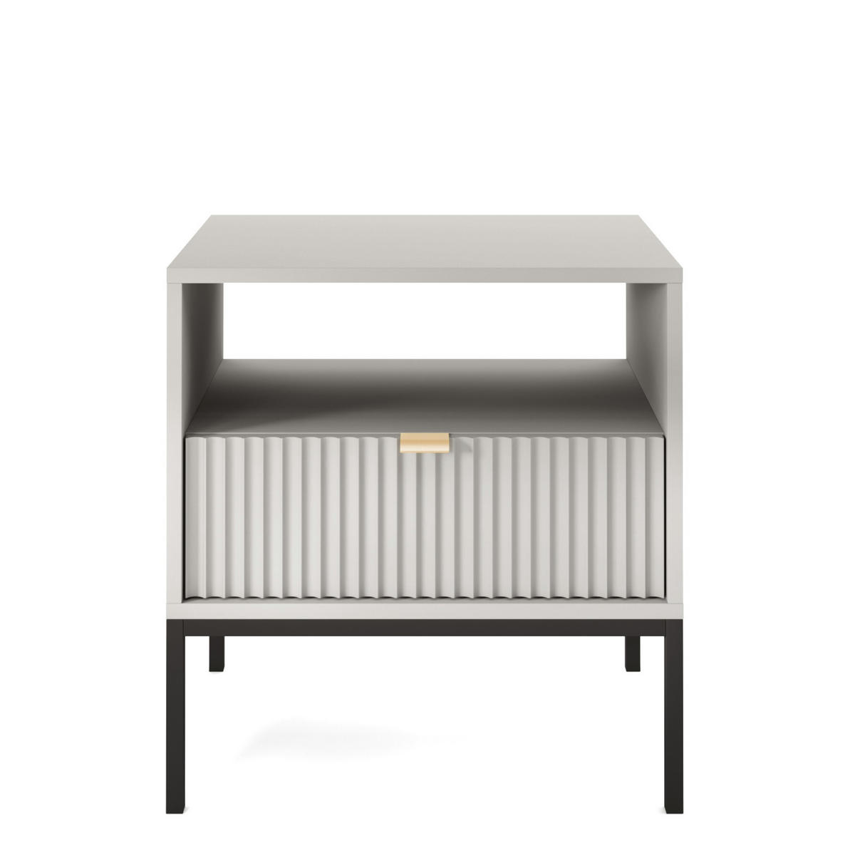 NACHTTISCH NANAIMO STO2-1S Profilierte Fronten, Grau - Grau, Holzwerkstoff/Kunststoff (54/56/39cm) - Komodee