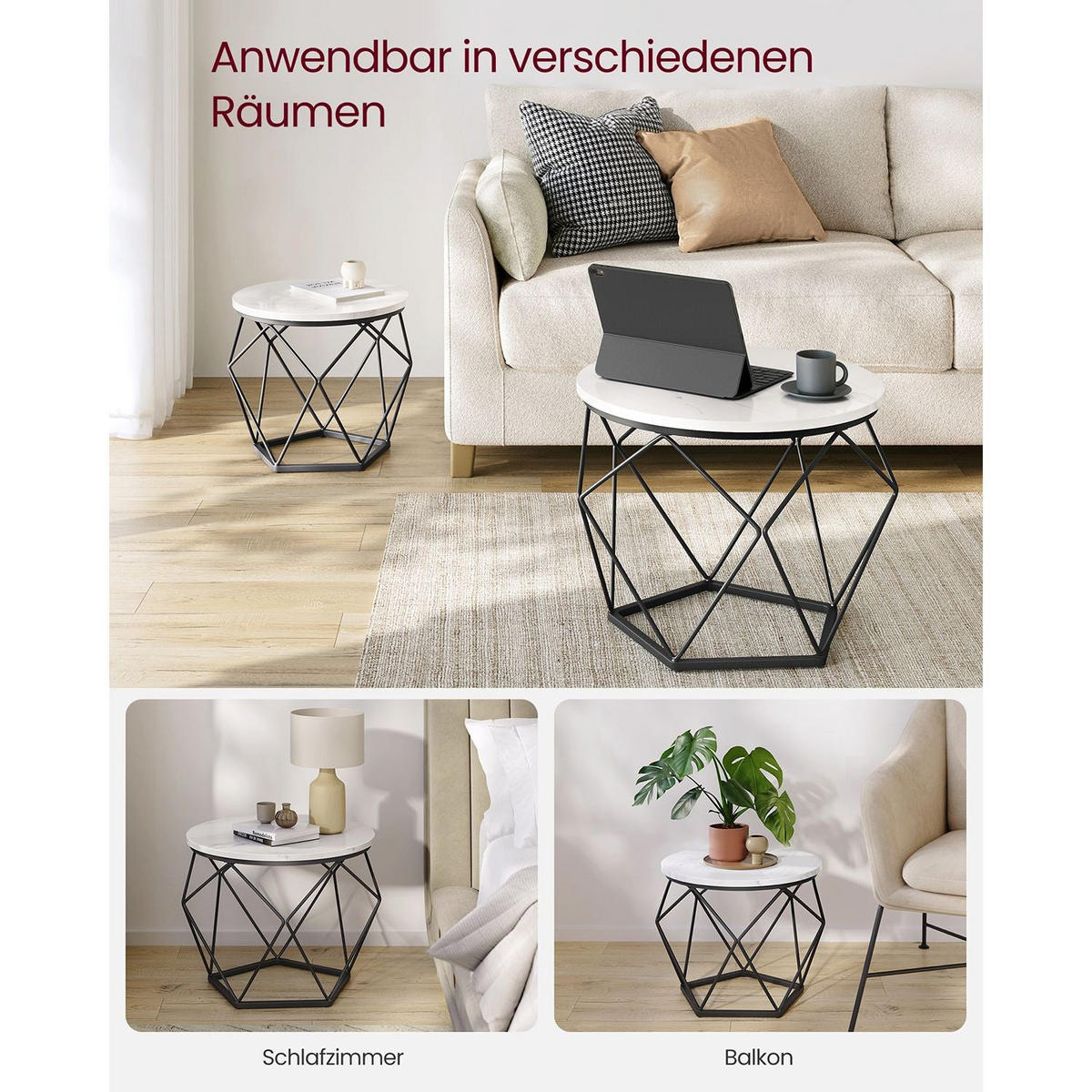 COUCHTISCH ASMARA - Weiß, Metall (50/50/40cm) - Hansiro