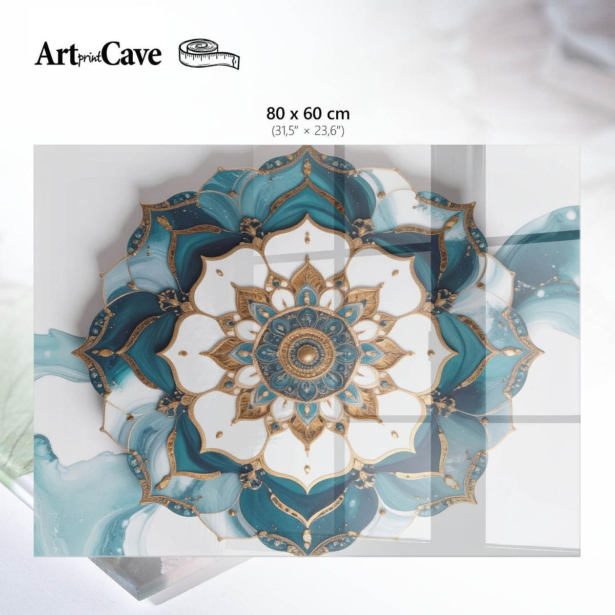 GLASPLATTE 80x60 cm – Mandala-Eleganz - Grau, Glas (0.4/80/60cm) - ArtPrintCave