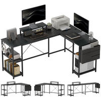 ECKSCHREIBTISCH im Industriedesign flexibel aufbaubar mit Ablagen und Monitoraufsatz 168/120/90 cm - Schwarz, Holzwerkstoff (120/168/90cm) - PANGIVO