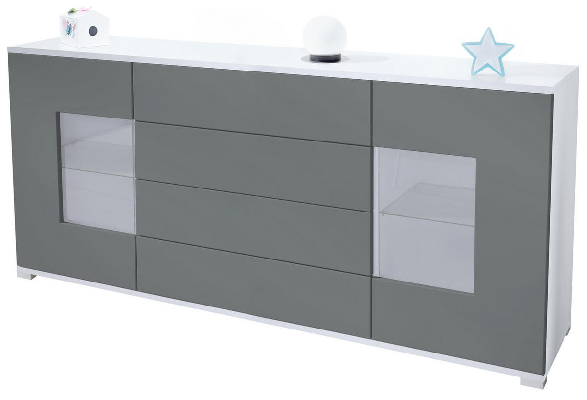 SIDEBOARD Grömitz Graphit Seidenmatt - Graphitfarben, Holzwerkstoff (166.5/75.5/35cm) - Vladon