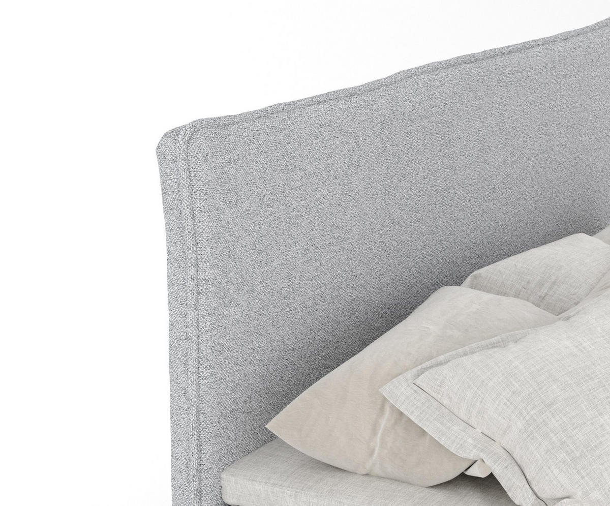BOXBETT Peru Hellgrau 160/200 cm im Webstoff - Hellgrau/Schwarz, Holz/Holzwerkstoff (160/200cm) - Maison de Reve