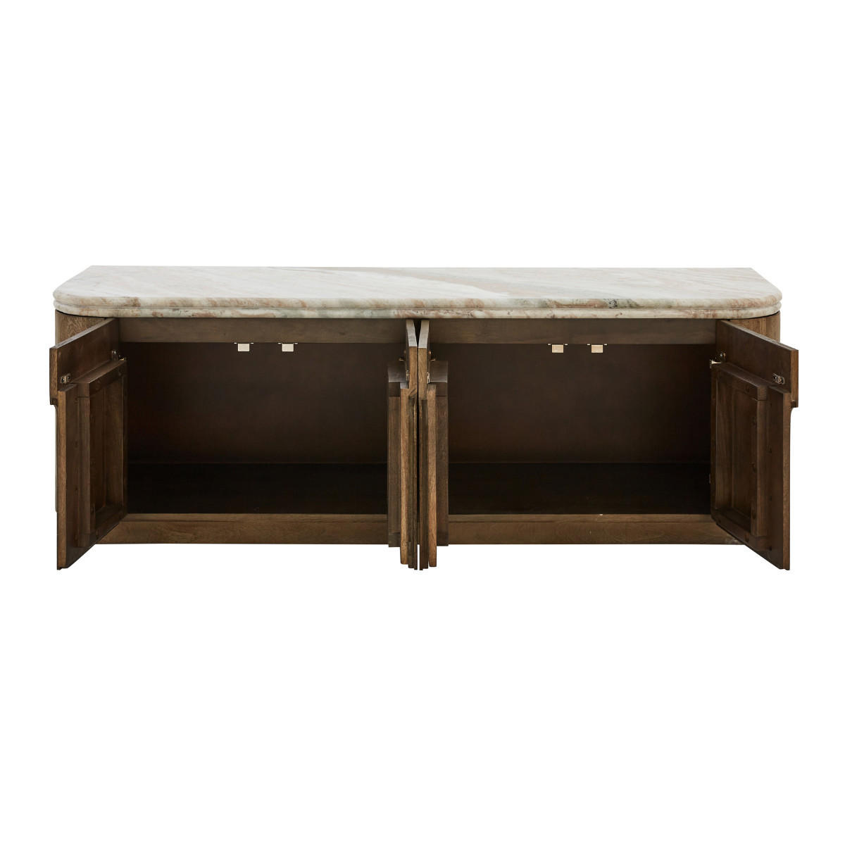 TV-SCHRANK aus Massivholz und Marmor 146/48/42 cm - Beige, Holz (42/48/12cm) - Signature