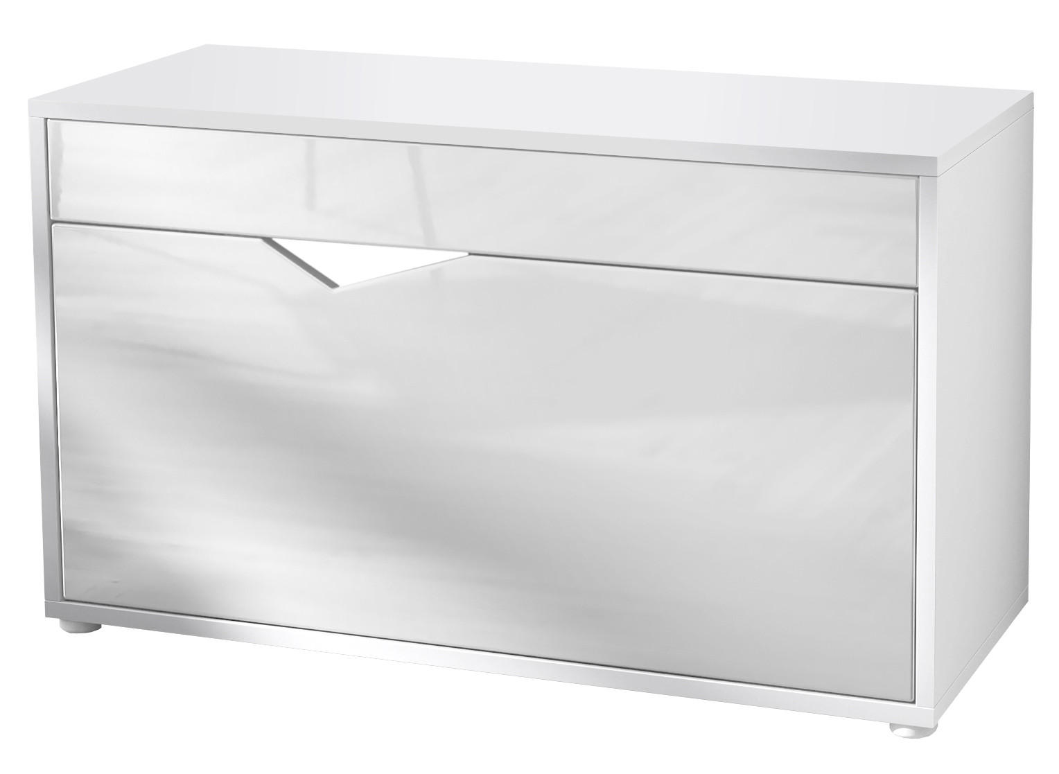 Vladon Schuhschrank Weiß Hochglanz 85x50x33 cm