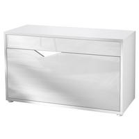 SCHUHSCHRANK Kolmio Weiß Hochglanz - Weiß Hochglanz, Holzwerkstoff (85/50/33cm) - Vladon