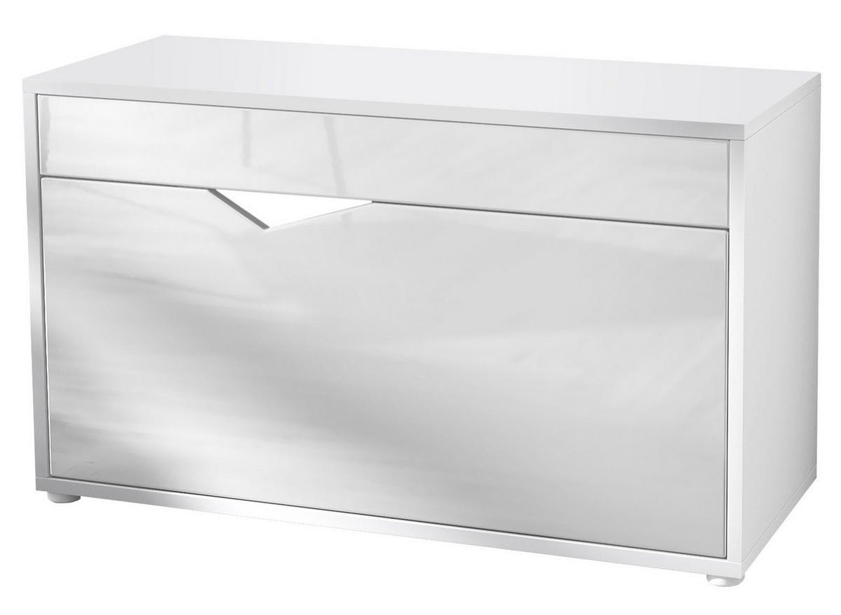 SCHUHSCHRANK Kolmio Weiß Hochglanz - Weiß Hochglanz, Holzwerkstoff (85/50/33cm) - Vladon