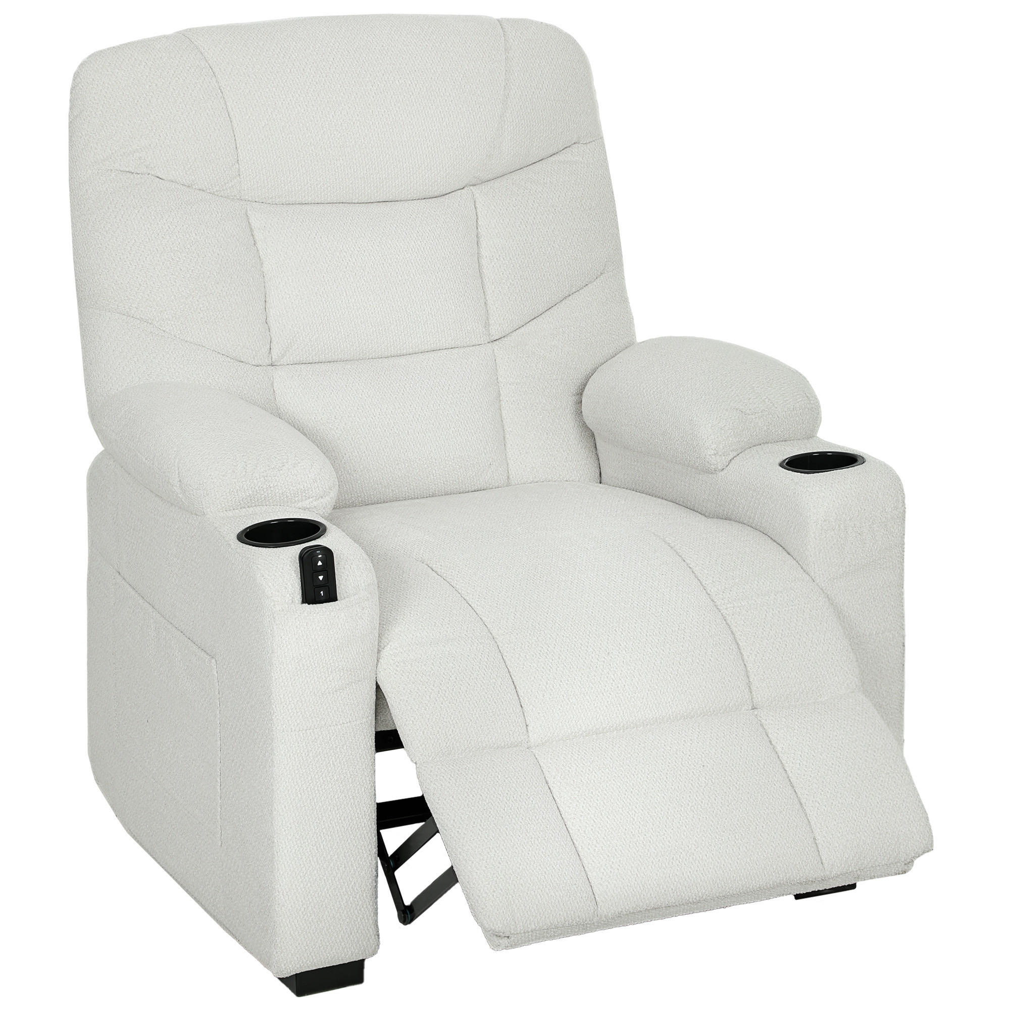 RELAXSESSEL,ELEKTRISCH 150° Samt Memory Fernbedienung Fußstütze,creme - Creme, Textil (90/105/94cm) - Vallsero