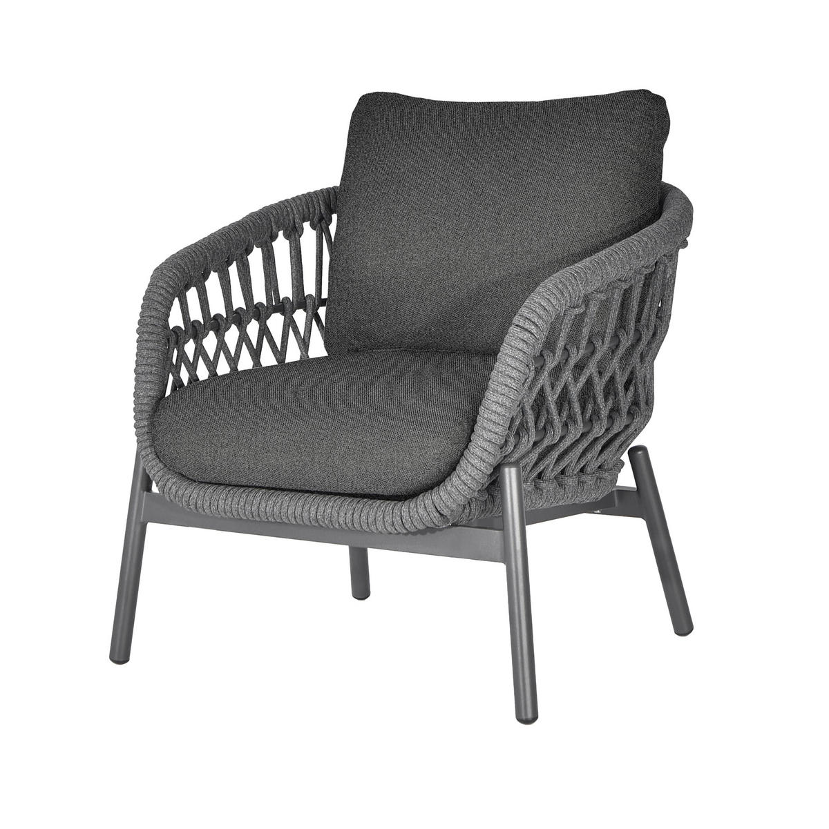 LOUNGESET 3tlg. Balu, Aluminium, Anthrazit - Anthrazit, Metall - dasmöbelwerk