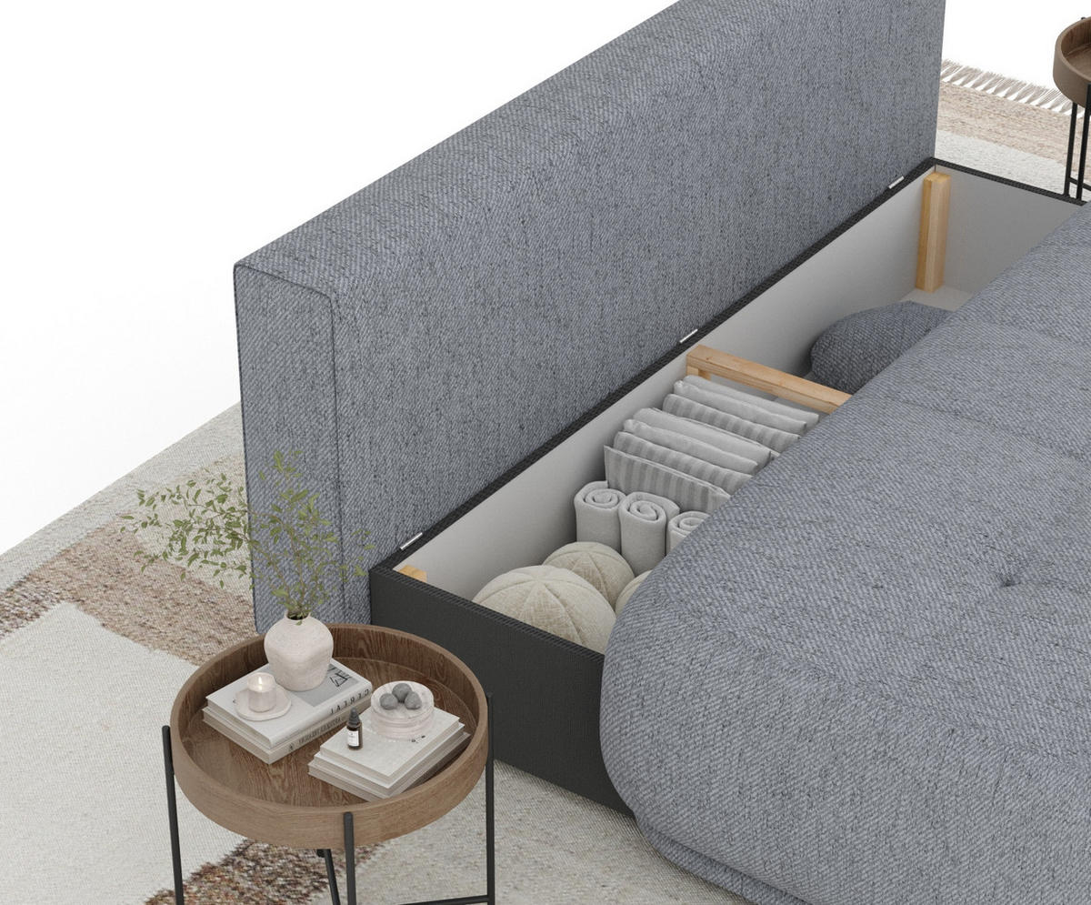 SCHLAFSOFA Cirrus Grau Webstoff - Schwarz/Grau, Holz/Holzwerkstoff (206/95/105cm) - Maison de Reve