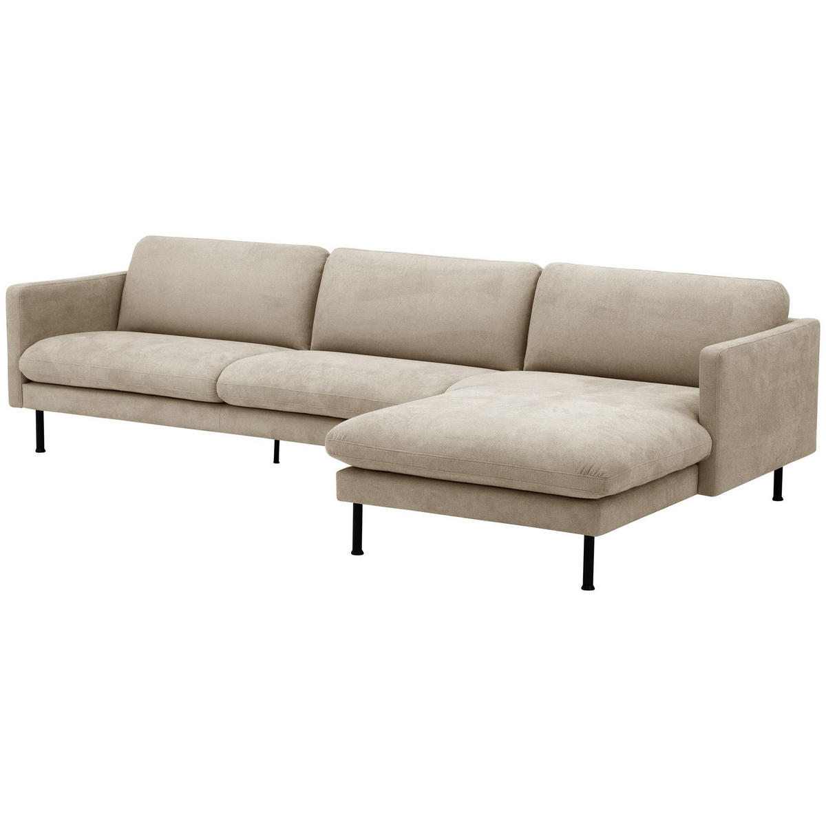 ECKSOFA mit Longchair rechts Katina Flachgewebe beige - Beige, Kunststoff (160/286cm) - 58aufmkessel