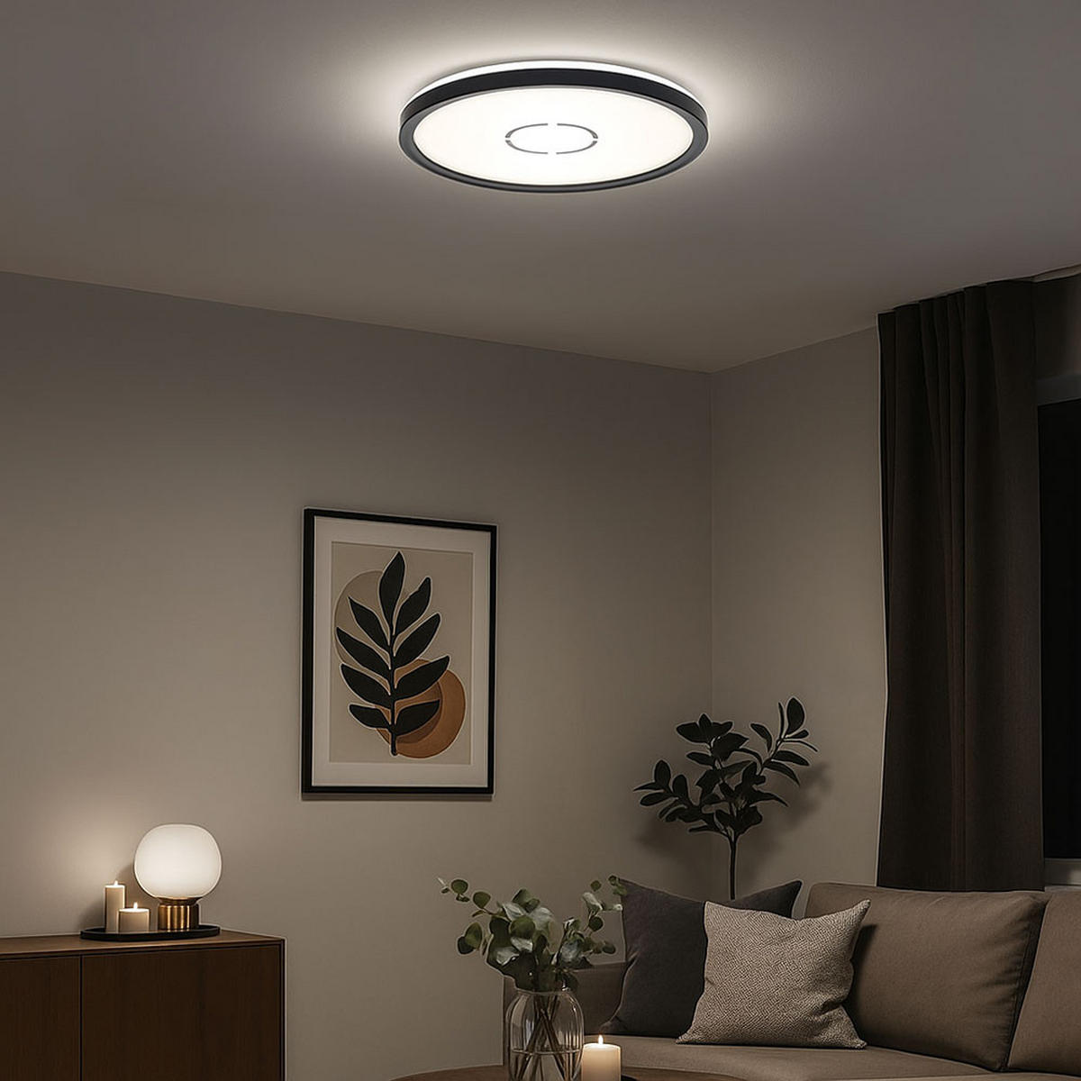 LED DECKENLEUCHTE Schwarz Backlight - Schwarz, Kunststoff (29.3/29.3/2.8cm) - Briloner