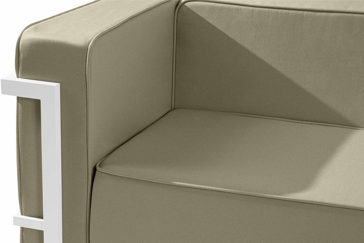 GARTENSOFA TRIGLO 2-Personen, Stahlrahmen, Modern, Weiß/Beige - Beige/Weiß, Textil/Metall (164/70/69cm) - KONSIMO®