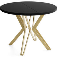 ESSTISCH Daisy runder ausziehbarer, Schwarz 100-180/100/76 cm - Goldfarben/Schwarz, Holzwerkstoff/Metall (100/180/76cm) - WFL GROUP