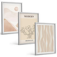 BILDER SET 3er Set - 40x60 cm Silberner Rahmen - Abstrakte Formen und Farben - Silberfarben, Kunststoff (40/60cm) - TULUP