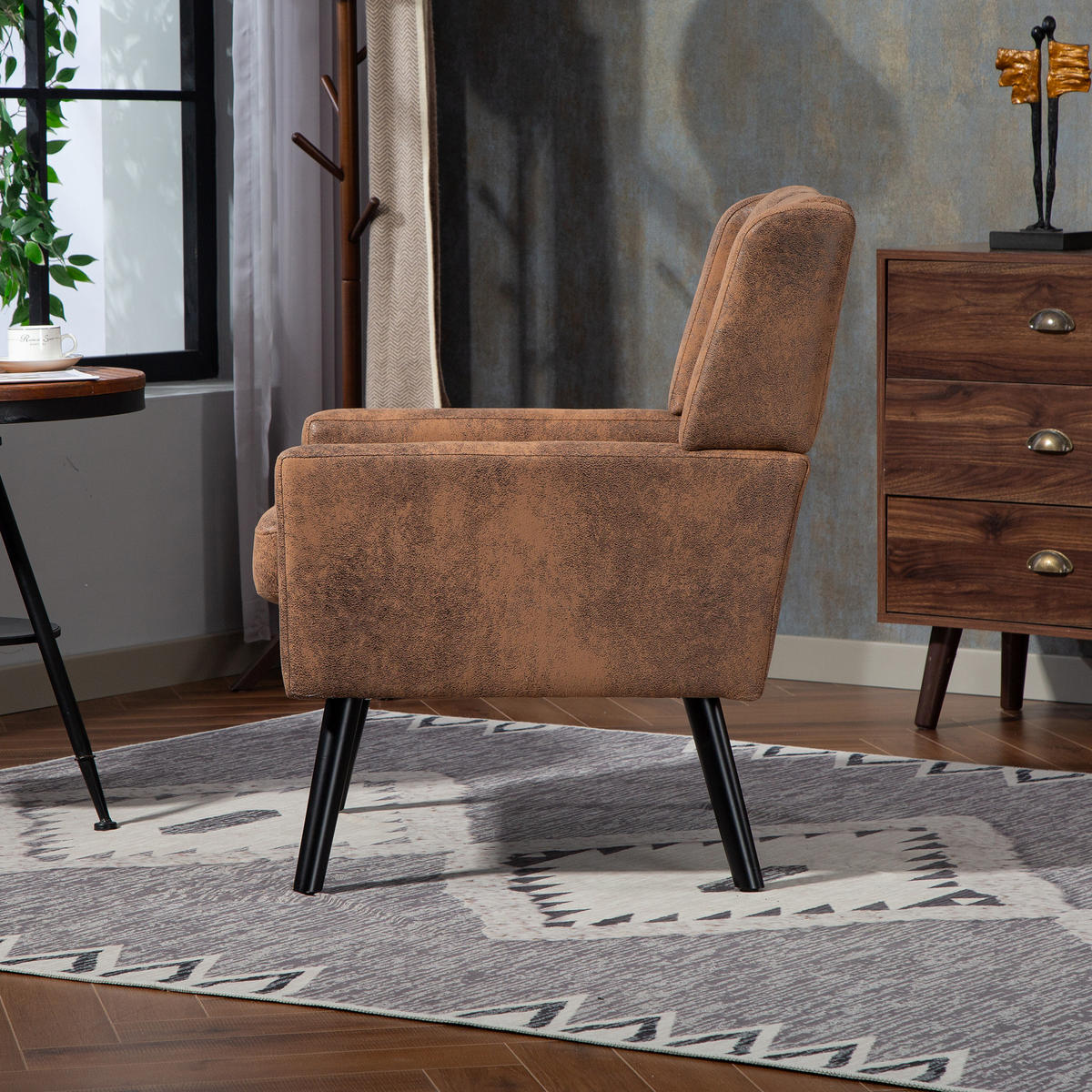 POLSTERSTUHL Wildleder-Optik mit Tufting, Massivholzbeinen 68/76/88 cm Dunkelbraun 130 kg - Dunkelbraun, Textil (76/88/68cm) - Redom