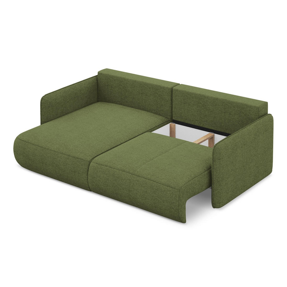 ECKSOFA mit Schlaffunktion Chenille Stoff Grün - Dunkelgrün/Schwarz, Kunststoff/Textil (148/207cm) - LaMiaSofa