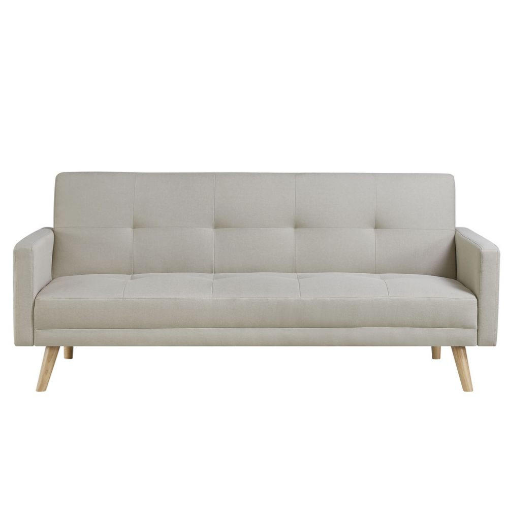 SCHLAFSOFA wooden beige 3-sitzer stoff - Beige, Holz (209/88/89cm) - Concept Usine