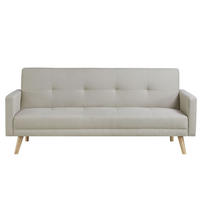 SCHLAFSOFA wooden beige 3-sitzer stoff - Beige, Holz (209/88/89cm) - Concept Usine