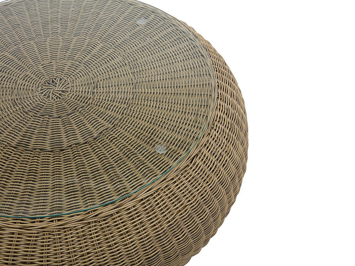 GARTENBEISTELLTISCH - 1 -Sitzer - Harz - naturfarben dunkel - WHITEHEAVEN - Naturfarben, Glas (92/92/35cm) - Vente-Unique