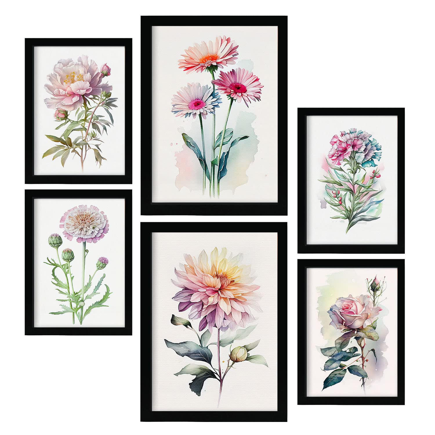 POSTER Set Mit 6 Rosen Vollfarbige Blumenmotiven A3 & A4 Rahmenlos - Klar, Papier (29/3cm) - Nacnic