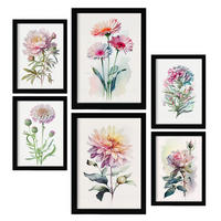 POSTER Set Mit 6 Rosen Größe A3 & A4 Schwarzer Rahmen - Schwarz, Papier (29.7/1cm) - Nacnic
