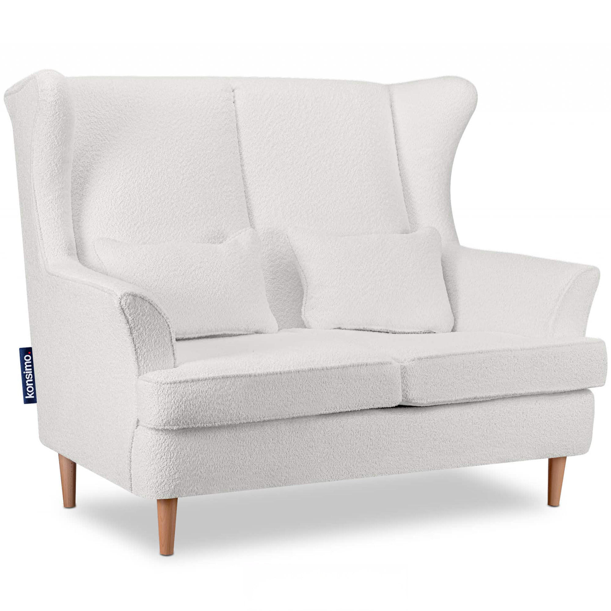 DOPPELSESSEL STRALIS Klassische Stil, weiß - Weiß, Textil (136/106/96cm) - KONSIMO®