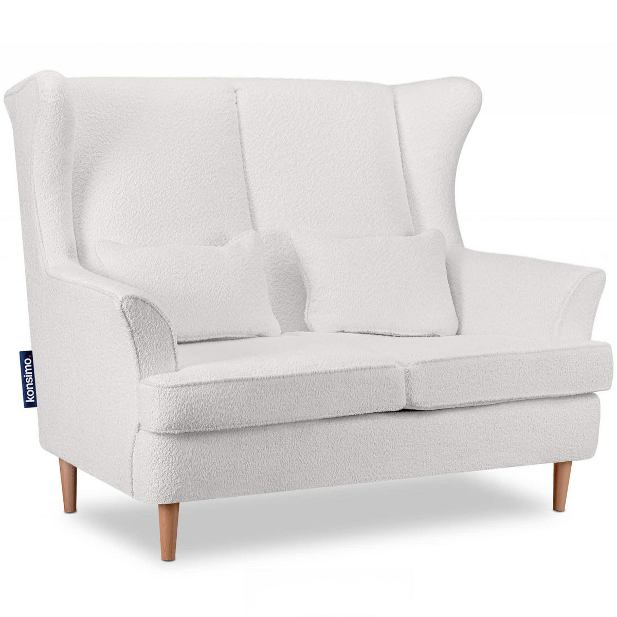 DOPPELSESSEL STRALIS Klassische Stil, weiß - Weiß, Textil (136/106/96cm) - KONSIMO®