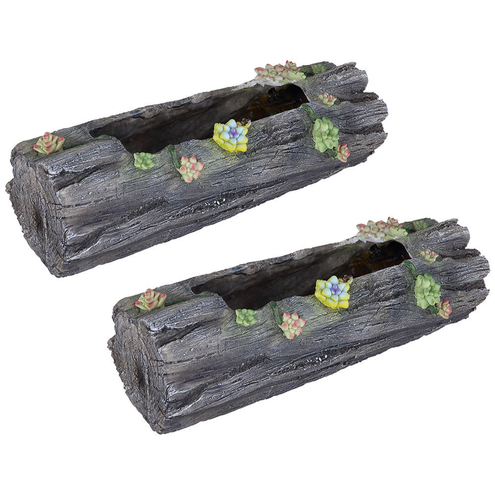 LED AUSSENLEUCHTE Baumstamm Grau Kunststoff 2er Set - Grau, Kunststoff (44.3/17.3/13.5cm)