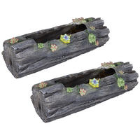 LED AUSSENLEUCHTE Baumstamm Grau Kunststoff 2er Set - Grau, Kunststoff (44.3/17.3/13.5cm)