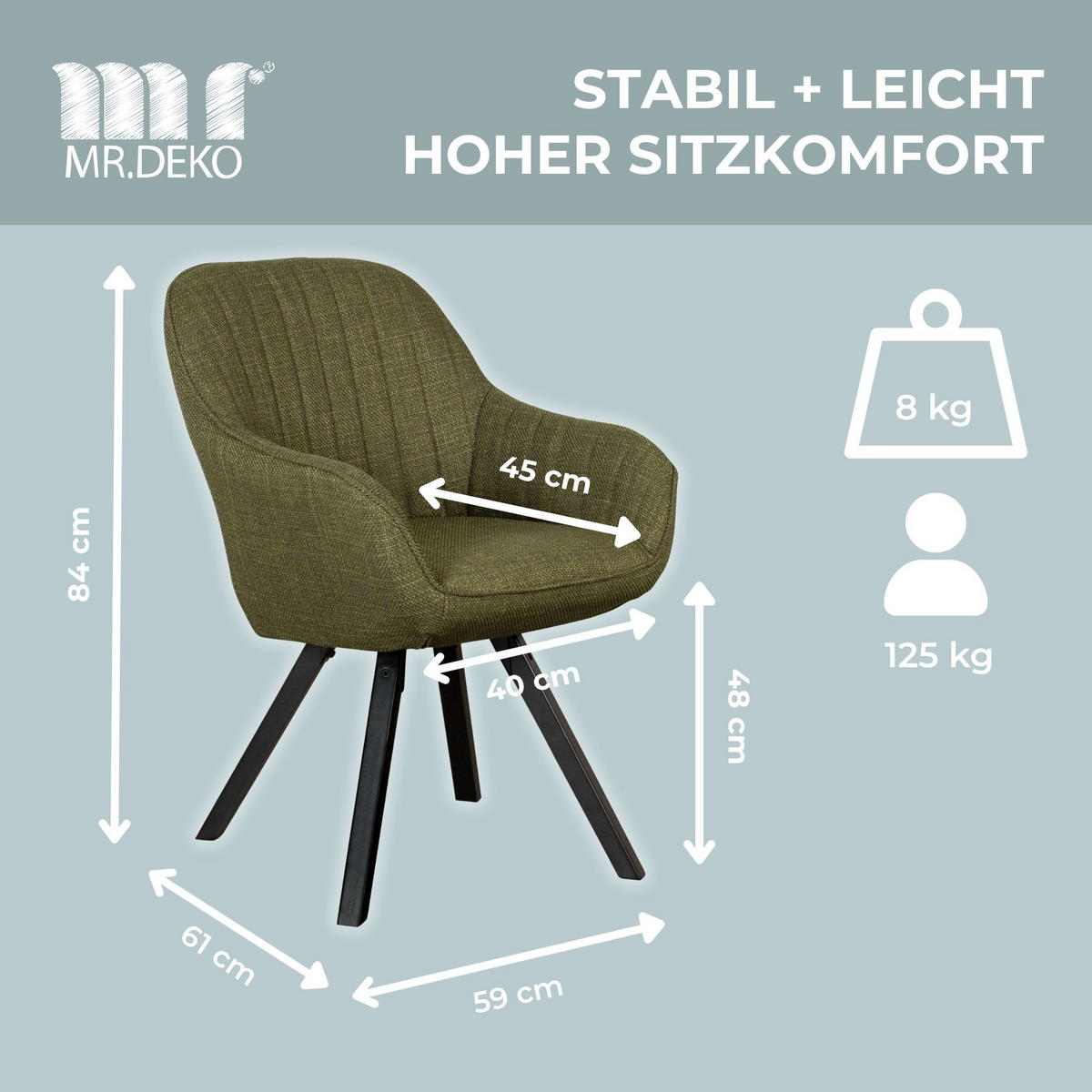 ESSZIMMER-SET Matera und Oria - Schwarz/Olivgrün, Holz/Textil (120/76/210cm) - Mr. Deko