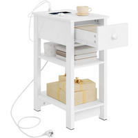 NACHTTISCH mit Ladefunktion, 2 Steckdosen, 2 USB-Anschlüssen - Weiß, Holzwerkstoff (30/65/45cm) - Woltu
