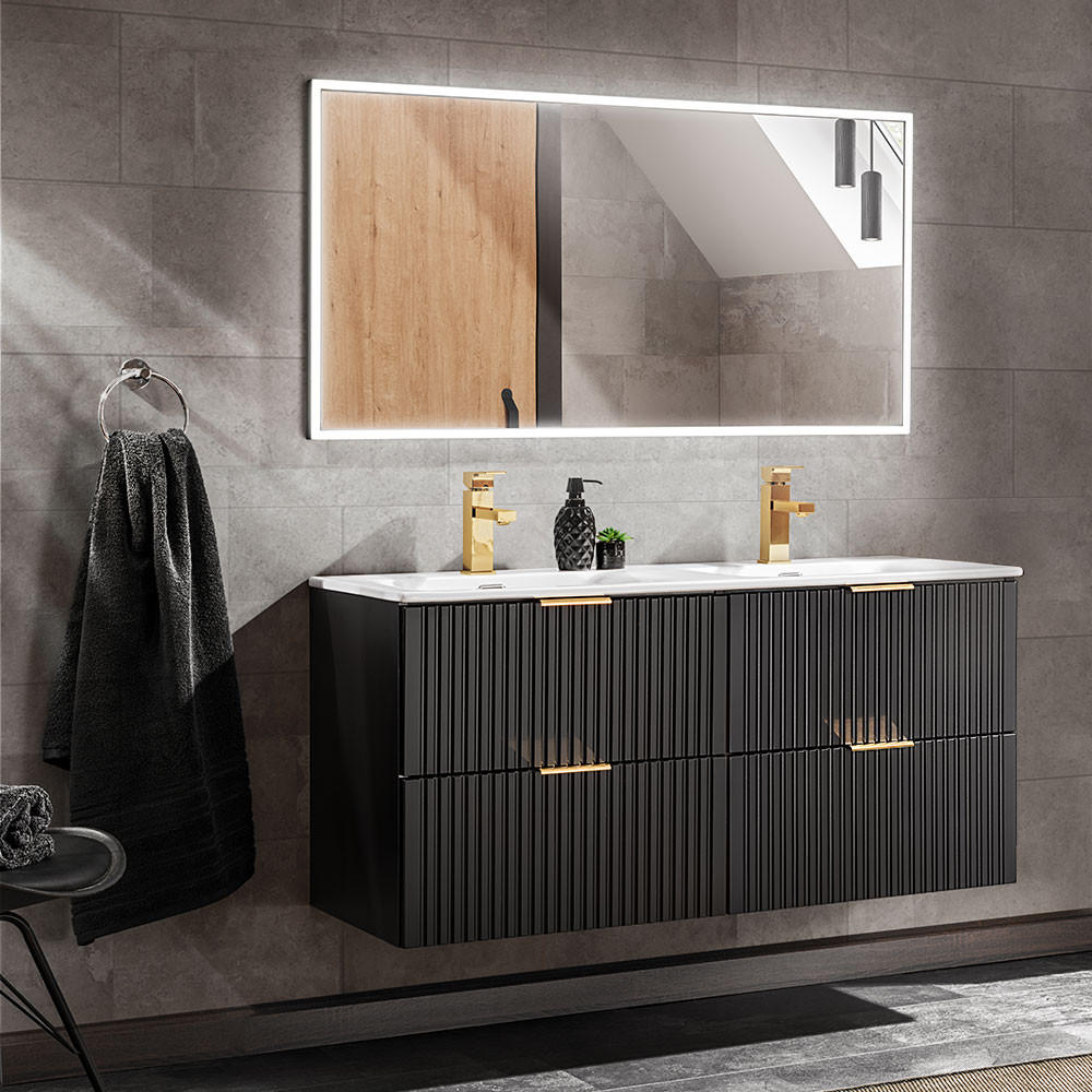 Lomado Badmöbel-Set Schwarz 123x200x46 cm