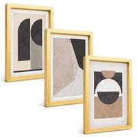 BILDER SET 3er Set - 20x30 cm Goldrahmen - Abstrakte Formen beige braun - Goldfarben, Kunststoff (20/30cm) - TULUP
