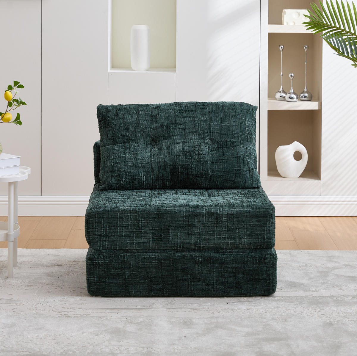SCHLAFSESSEL klappbar 79x180 cm Chenille Emerald - Grün, Kunststoff (79/57/79cm) - Beauniv