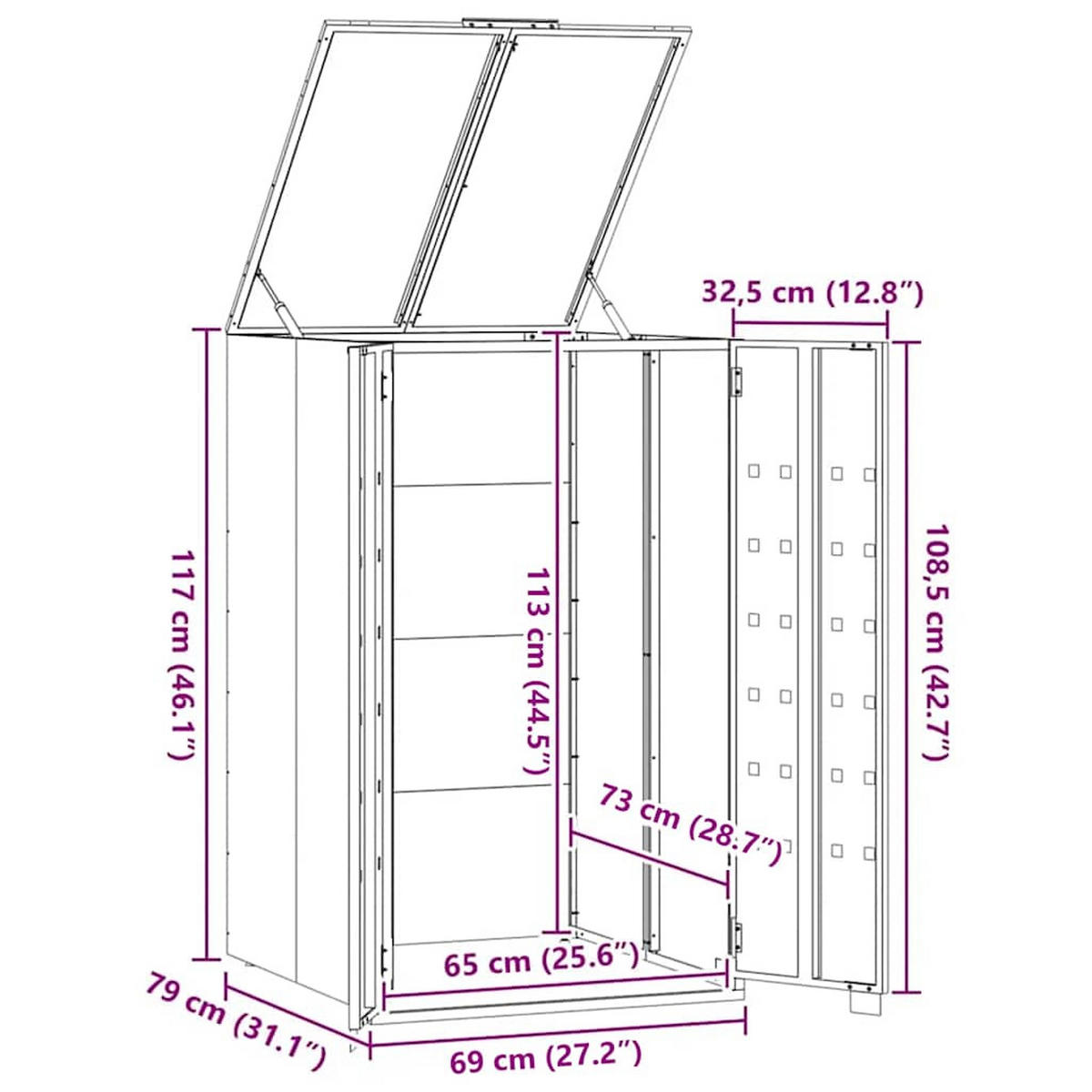 MÜLLTONNENBOX Gorilo für 1 Tonne Grau 69x79x117 cm - Grau, Metall (69/117/79cm) - DELUKE