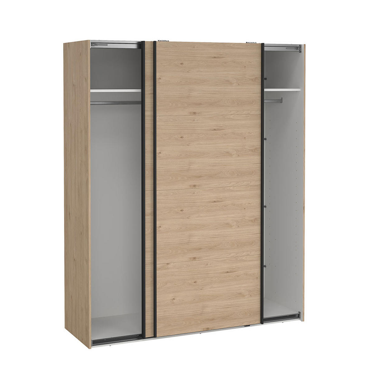SCHIEBETÜRENSCHRANK, Bergamo, Eiche, Holzwerkstoff, 179 x 67 x 221 cm - Eichefarben, Holzwerkstoff (179/221/67cm) - ebuy24