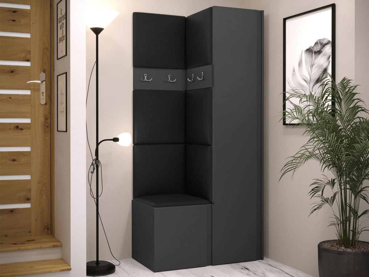 GARDEROBEN-SET Orion XXIV - Graphitfarben/Schwarz, Holzwerkstoff/Kunststoff (82/186/46cm) - MIRJAN24