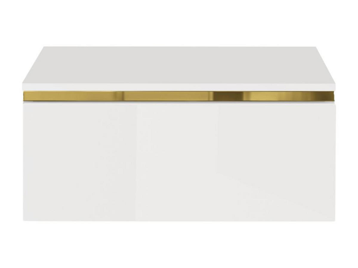 2ER-SET hängende Nachttische mit 1 Schublade - Hochglanz Weiß & Gold - VUKIA - Weiß, Holz (38.2/19.8/48.5cm) - Pascal Morabito