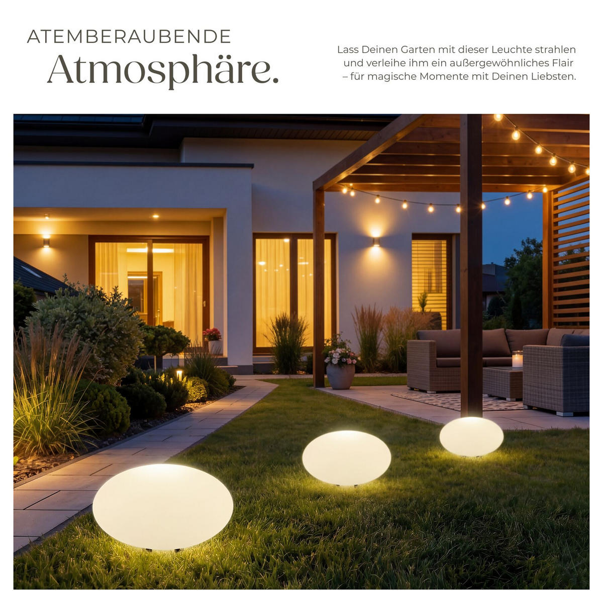 KUGELLEUCHTE Luminous Eye, inklusive Erdspieß, weiß - Weiß, Kunststoff (35/35/21.5cm) - tectake