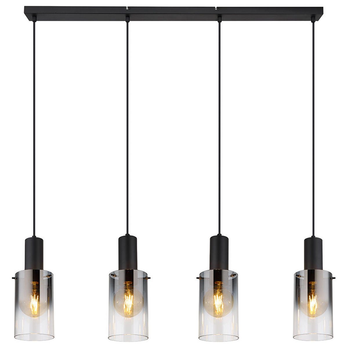 HÄNGELEUCHTE Florentina Metall Schwarz - Schwarz, Glas (102.5/12.5/150cm) - Globo Lighting