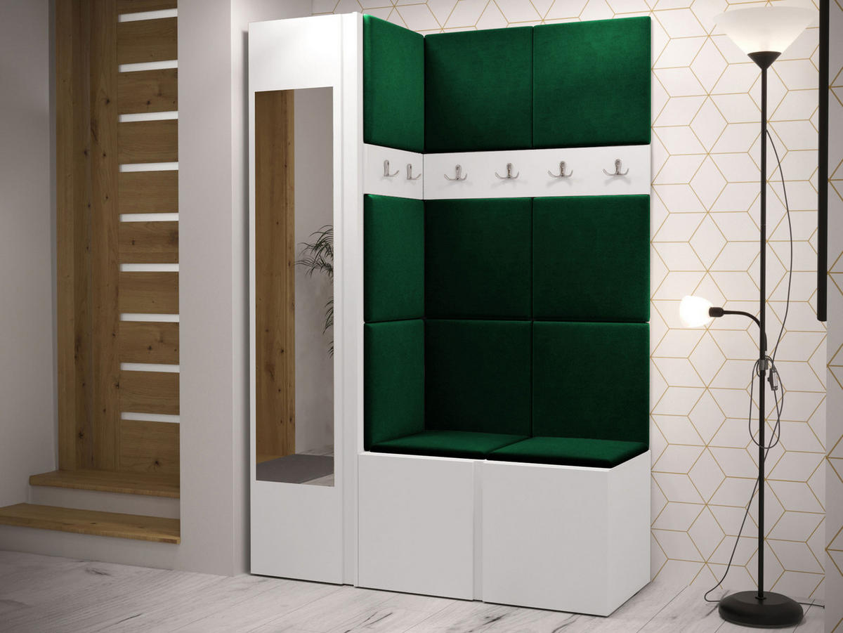 GARDEROBEN-SET Orion X - Weiß/Grün, Holzwerkstoff/Kunststoff (124/186/46cm) - MIRJAN24